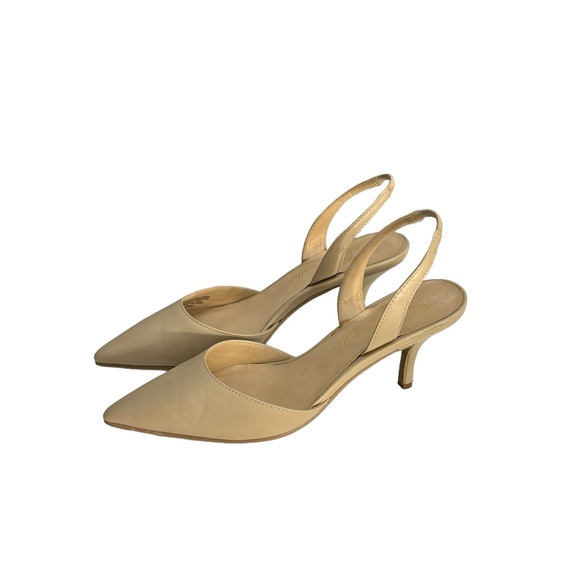 Bettye Muller nude pointed toe sling back dressy formal high heel shoe 8 1/2 - Picture 2 of 13
